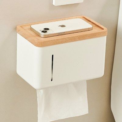 庭丽白色厕纸盒防水卷纸筒放卫生纸置物架卫生间纸巾盒厕所抽纸盒