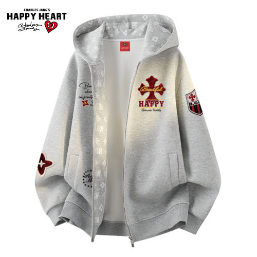 查尔斯桃心美式连帽开衫卫衣男女春秋季2026新款慵懒风休闲外套潮
