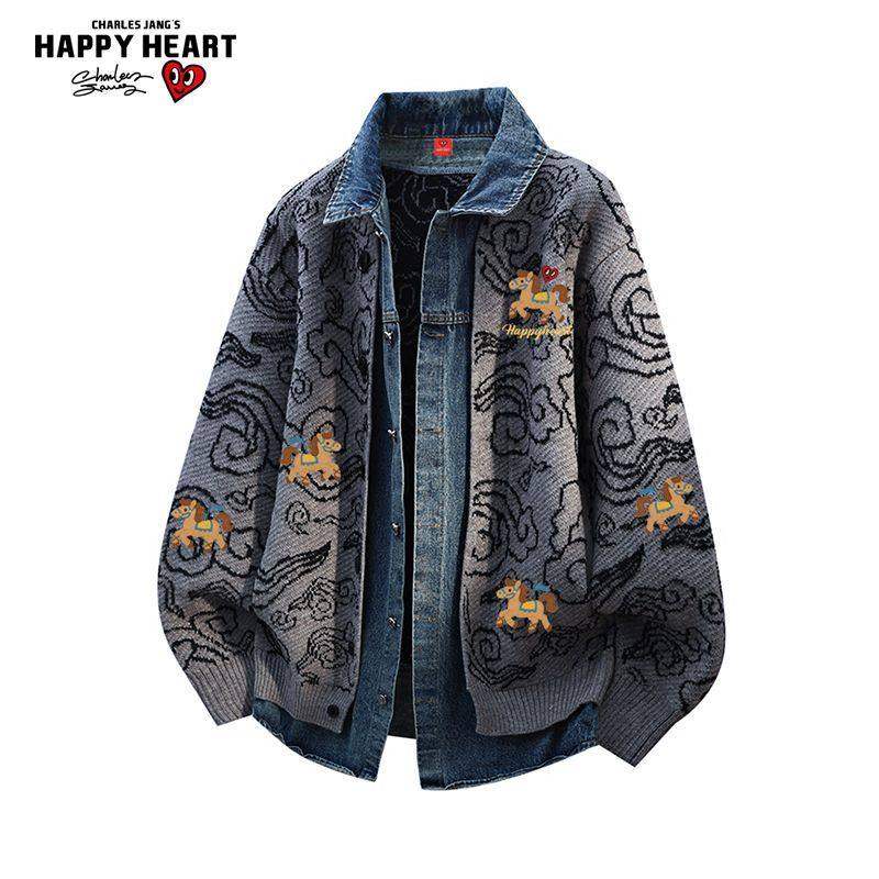 查尔斯桃心马年2026新款开衫毛衣男女冬季保暖休闲拼接假两件外套,女装/女士精品,毛衣,淘宝优惠券,粉丝福利购,淘宝优惠卷