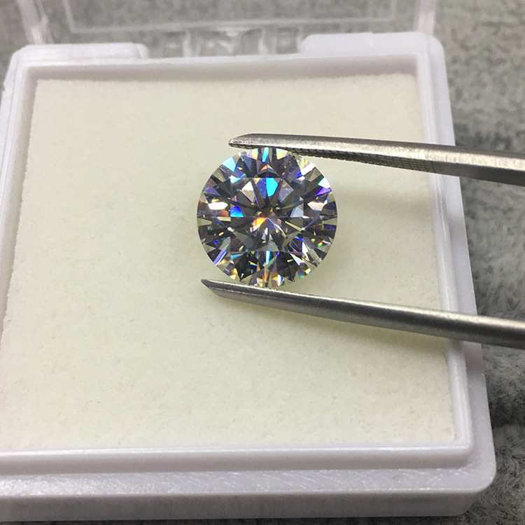 莫桑钻闪亮裸石戒面 5克拉莫桑石戒面 八心八箭d色圆形莫桑石裸钻