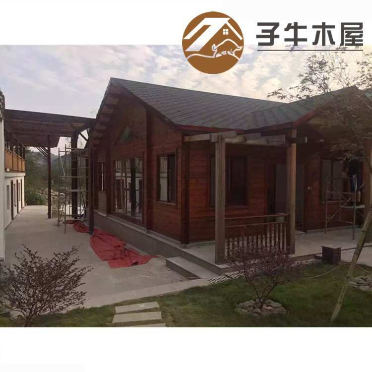 中式传统榫卯木屋新农村木结构别墅实木景区房子乡村农家乐木别墅