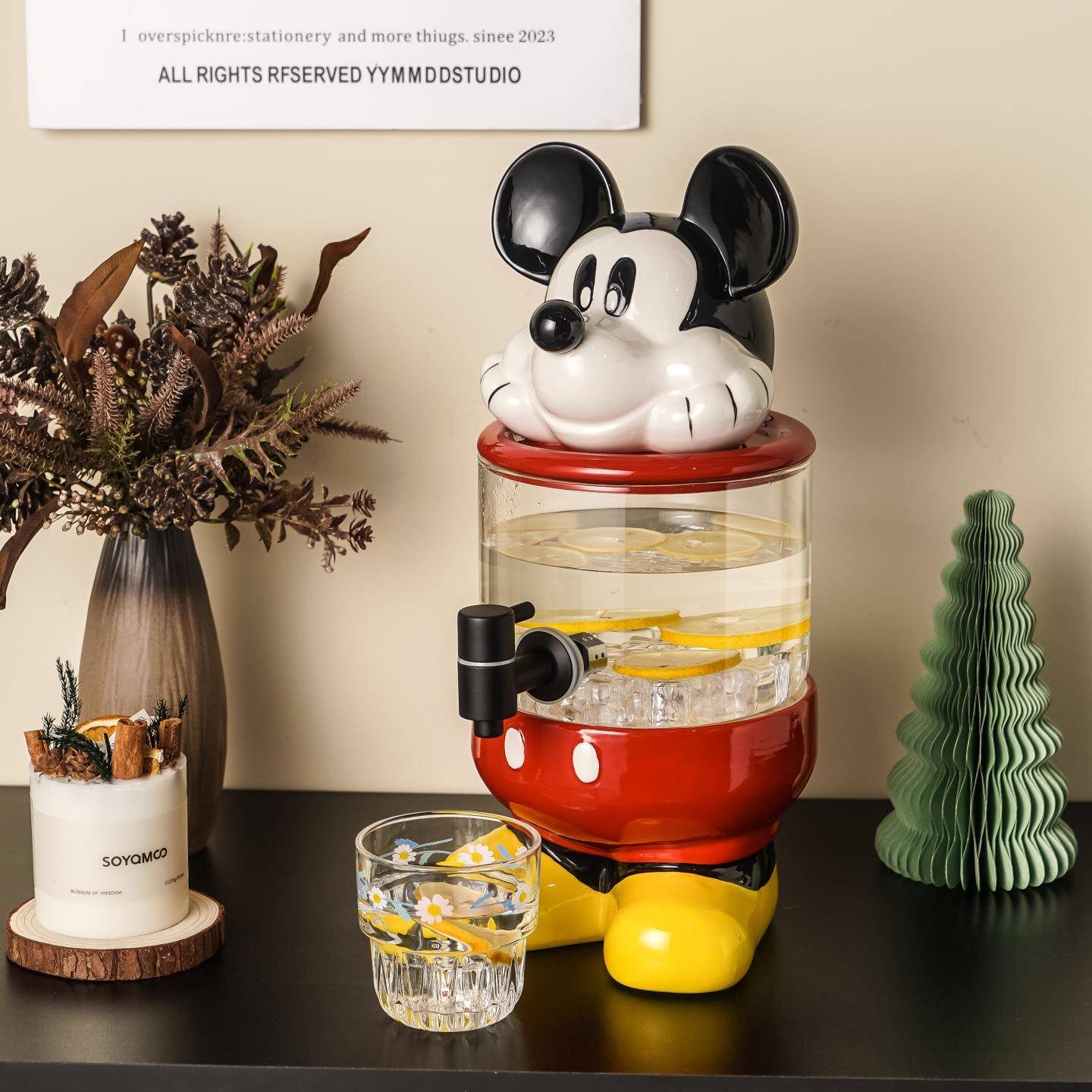 款新撞茶色卡通冷水壶夏季花饮料果汁桶酒吧民宿高颜值喝水522水