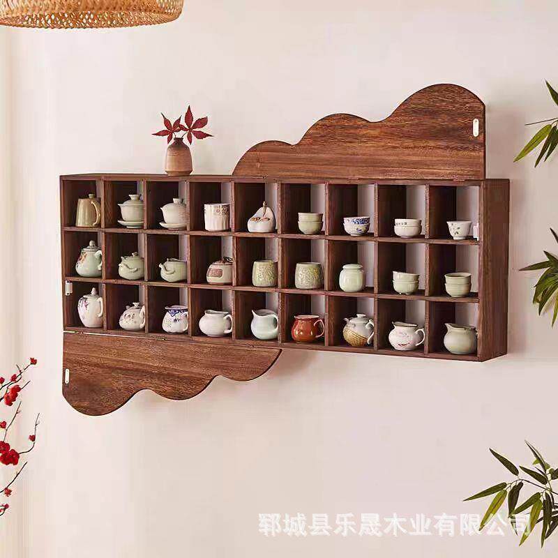 新多宝阁中式纳壁挂收博古老榆木复古多宝阁墙上文玩架茶室架茶具