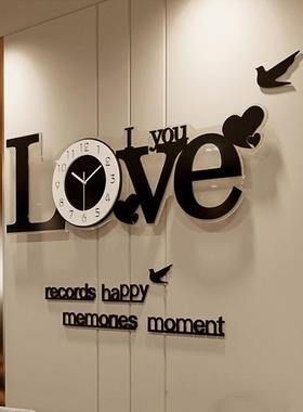 欧式风挂格钟饰尚创意家庭装饰钟现代时精美静H02902音装字母挂钟