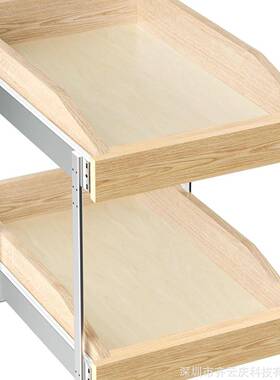 木质两层收纳架创滑意动式橱柜整理架厨双房VJO调层味品架实木置