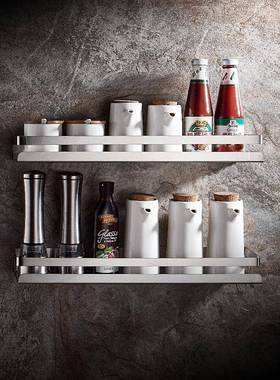 A1389L304不锈钢味厨品房置物料架免打孔调味收纳架家用壁挂式调