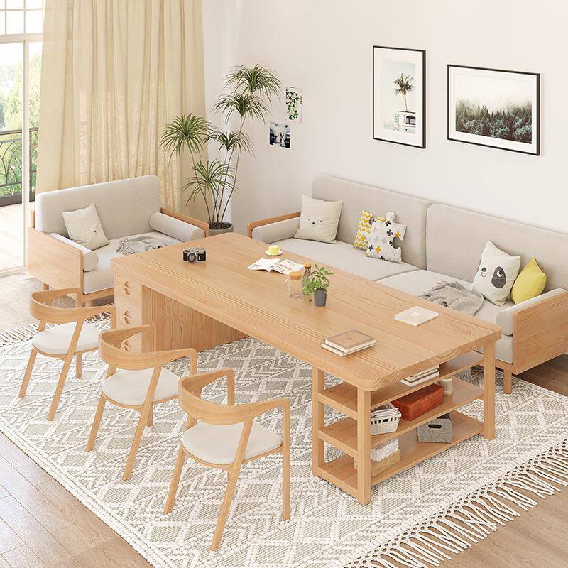 客厅全实木书桌学生儿家童学习桌双人写字792桌带抽屉工作台大用