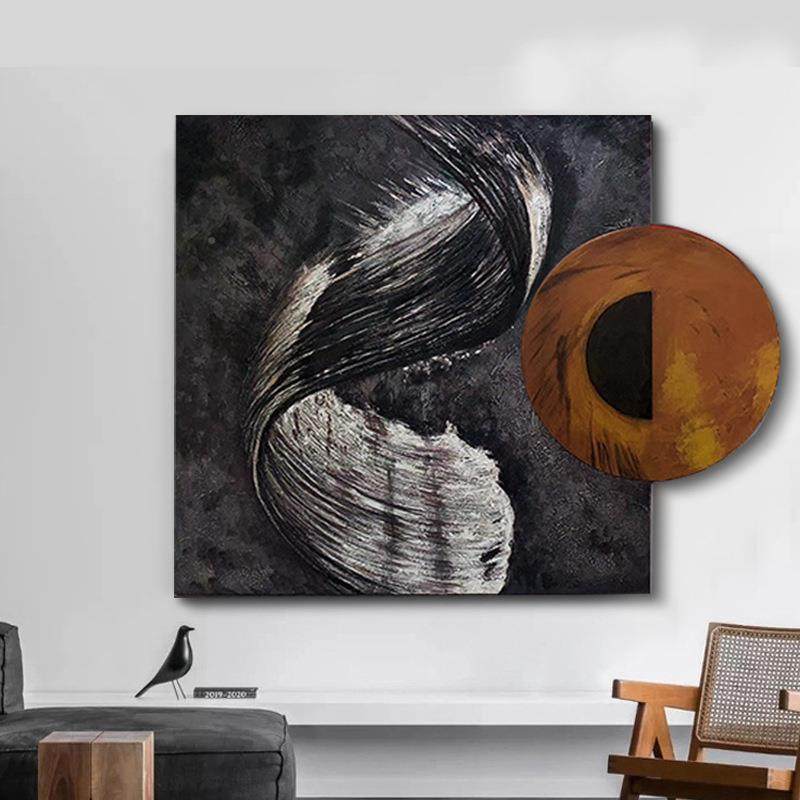 现代壁卧床头装饰画轻奢雕实物画家KDE居装饰室画样木板房饰沙发