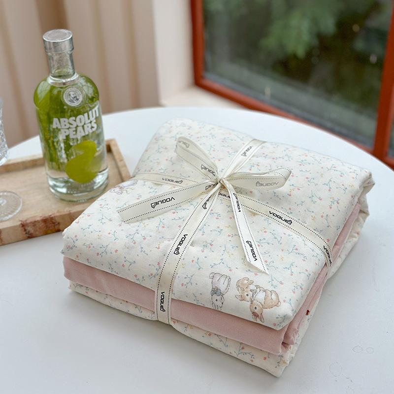 类母婴级纱布21683四件套纯棉全棉双套层纱床单被a床三件上套A类