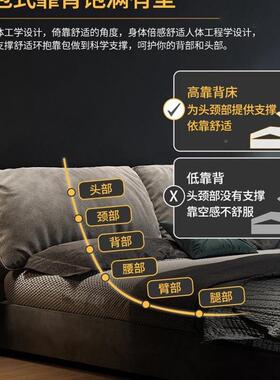 意式极简耳朵科技EAQ绒大布艺现双代简约2米床x2米2人主卧床婚床