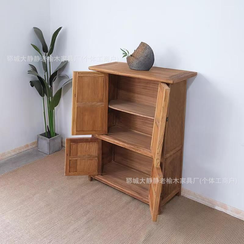25980老榆木柜靠墙双层展示柜餐物原储木柜家用边圆角柜面条柜