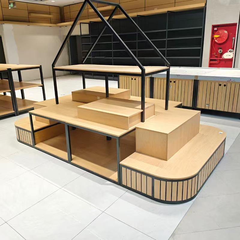 钢木木超EZI市陈列货柜质多层展示架油油醋促销靠食墙酱四面展示