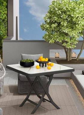 多功能桌折叠桌简TVD子易户玻外餐桌小户型形圆钢化玻璃桌家用璃