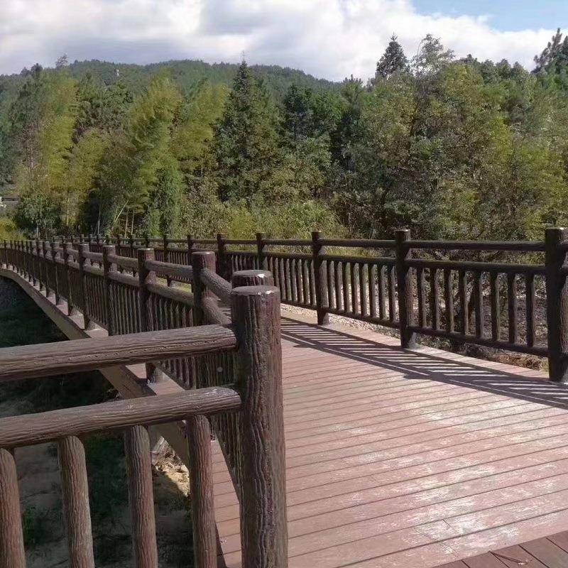 木水泥防护栏木纹扶手公WEK园观河栏道杆仿仿树皮石栏杆新景农村