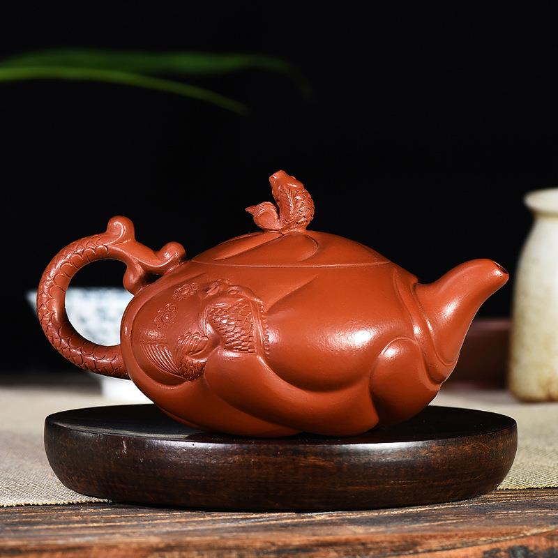 龙宜兴紫砂壶701一起批手工制作朱泥鱼化全龙茶壶茶具鱼跃件门