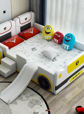 NF护Q051#儿童床男孩汽主车床带栏滑梯公床小NRFQ051孩卡通跑车1R