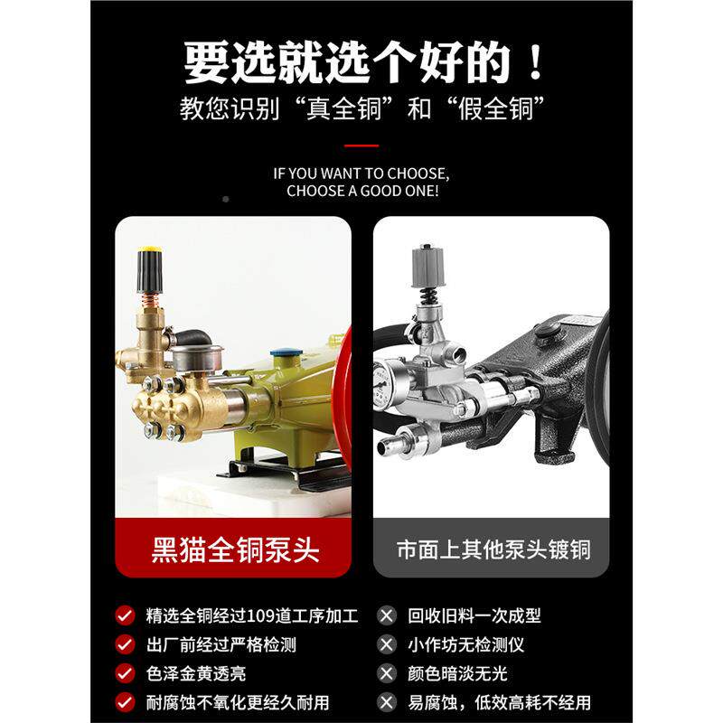 苏黑猫55555/588型州商用洗车机机头泵总成全铜高压清洗机器刷车