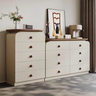 靠墙斗八斗柜妆古中客厅收纳柜家用卧室床尾储物柜轻奢实木梳QPI