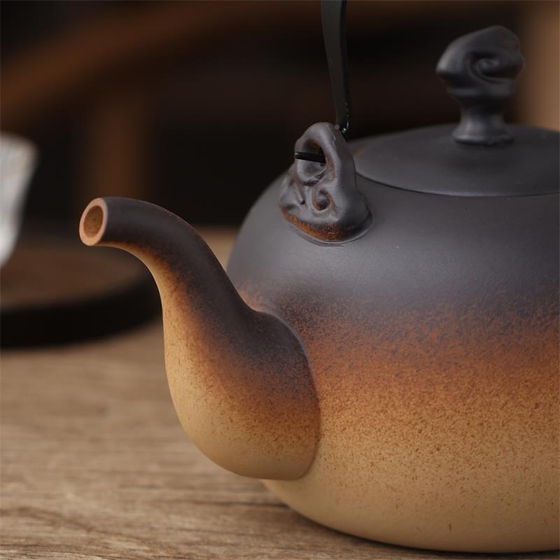 壶复古煮茶陶壶紫砂陶电陶水炉专用烧水梁壶606竹提陶瓷泡茶煮壶