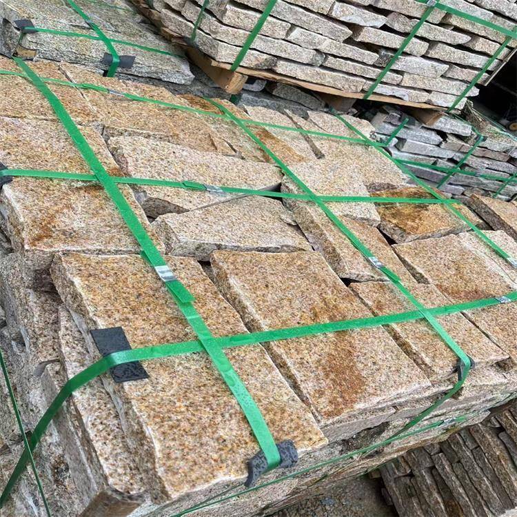 黄色碎拼石公园铺路不别规则碎拼ASO石墅外墙古装饰建黄色形乱石