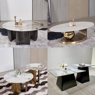 轻奢岩板茶几台角茶几边几桌脚支架不锈钢金属GZQ底座大理石脚几