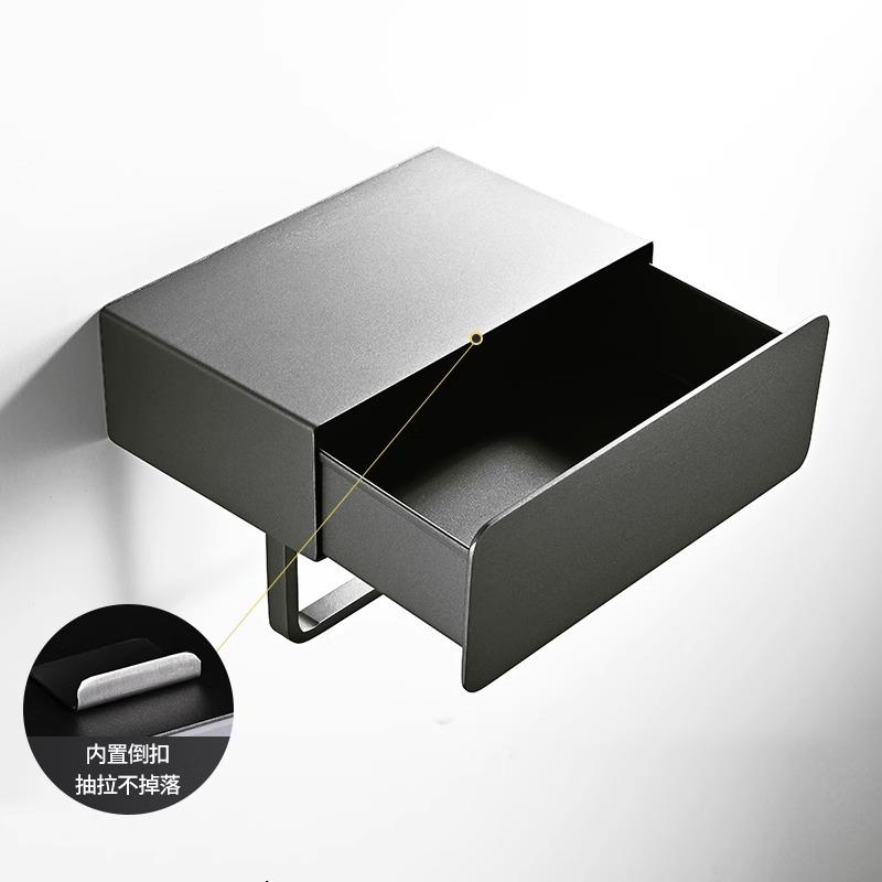卫生不锈钢黑色纸巾盒40置物架室厕间纸所纸巾卷纸架防水盒收纳浴