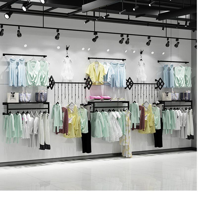 铁艺服衣装店衣架展示303架上墙侧挂女童装货架壁挂服的男架子墙