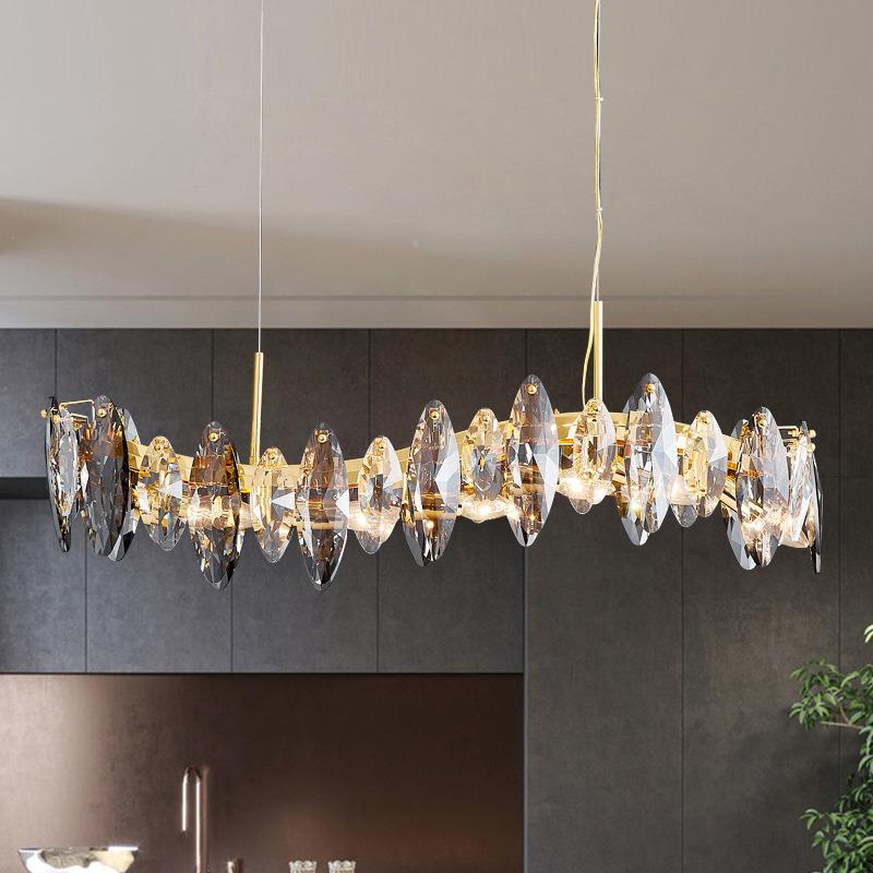 轻奢水餐厅吊灯934现代简饭约设计师长形桌厅灯客创晶意S形吧台灯