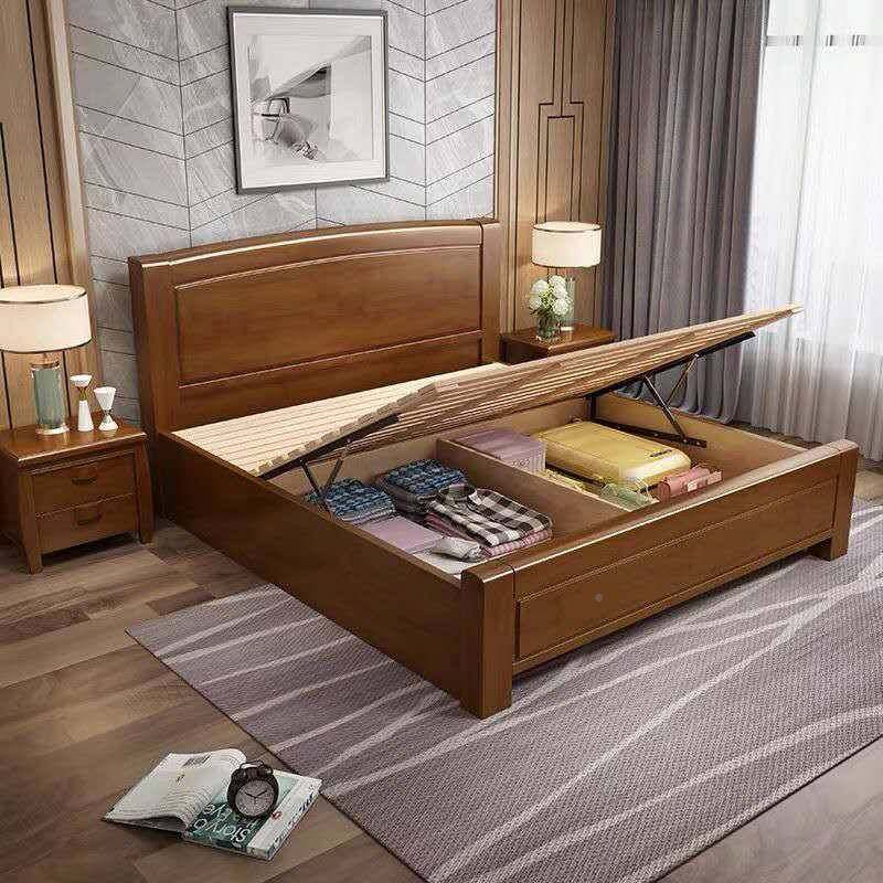 1.米实木床1m21.储35米单人气压高NNI箱双人一五1.8米主卧抽屉米