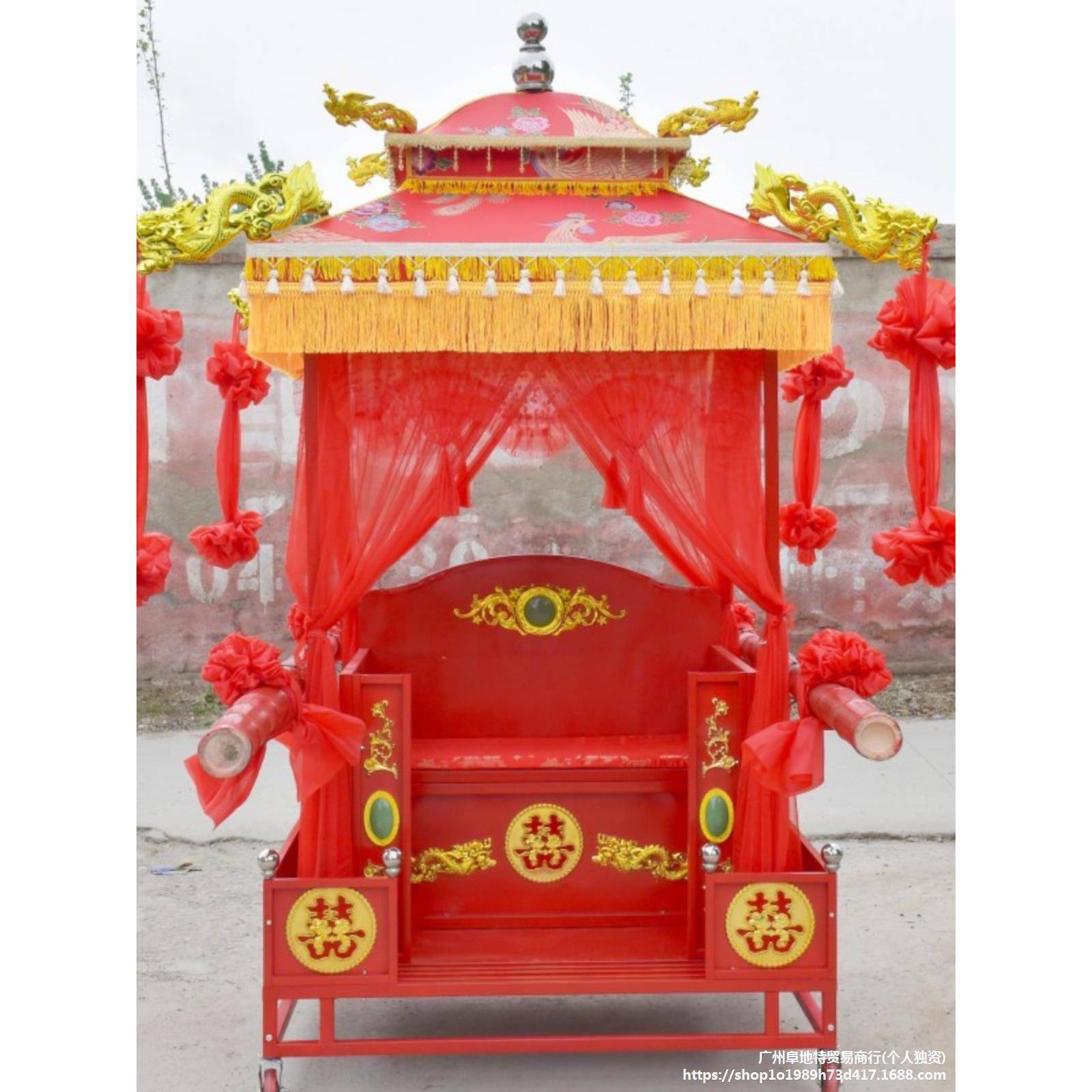 花八抬庆喜轿DTY结婚轿子步婚辇古典中式大轿折叠轿轿子婚道具庆