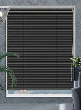 哑光黑色铝合金百叶窗帘手动遮阳帘办公室卫生间浴室升降黑色窗帘