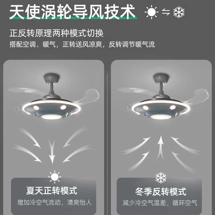 儿童房飞机灯男女孩卧室吸顶灯创意太空UFO飞碟儿童房隐形风扇灯