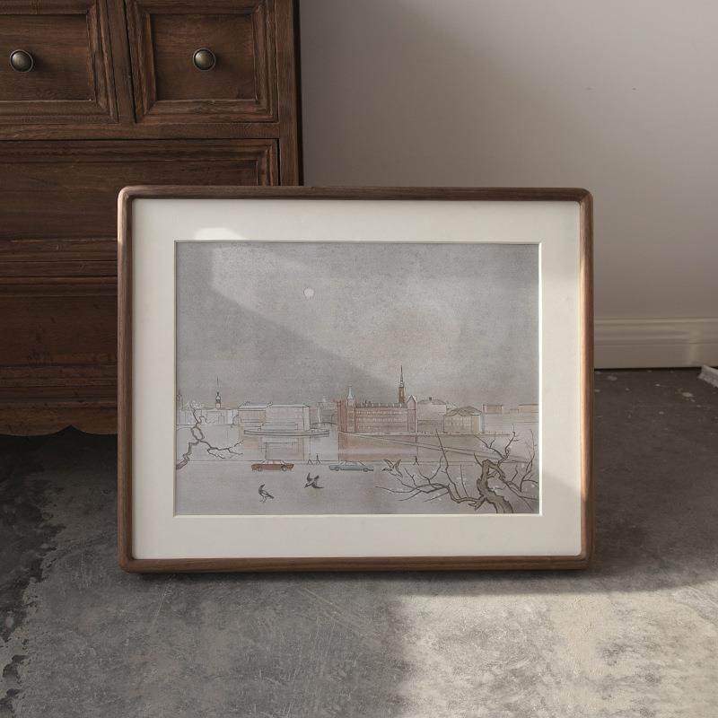 实木大相框法字画框挂墙来图书任意寸美式榫卯无品牌/客厅书房装