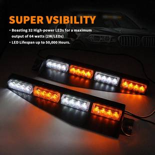 32D汽车吸L盘爆闪灯96w前挡E阳板警灯聚光汽示车开道QNN铲子灯高