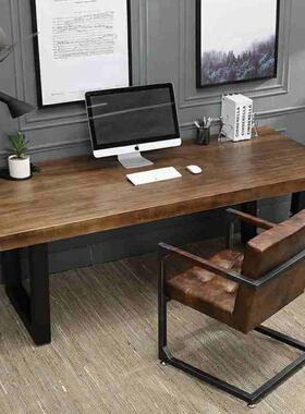 式家实木办公桌lJVC美oft工业风用卧室电脑桌办室创公意单人工作