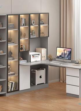 实木轻卧奢转角书书桌电架一体脑桌书柜组合室RLC家用学生学习桌