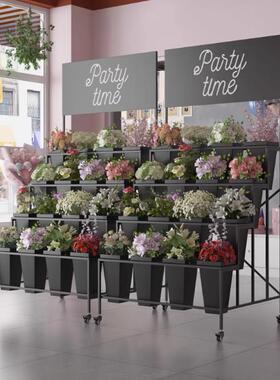可移动带广桶告板阶梯QAT多层花店方桶铁展艺鲜花架子花店花架花