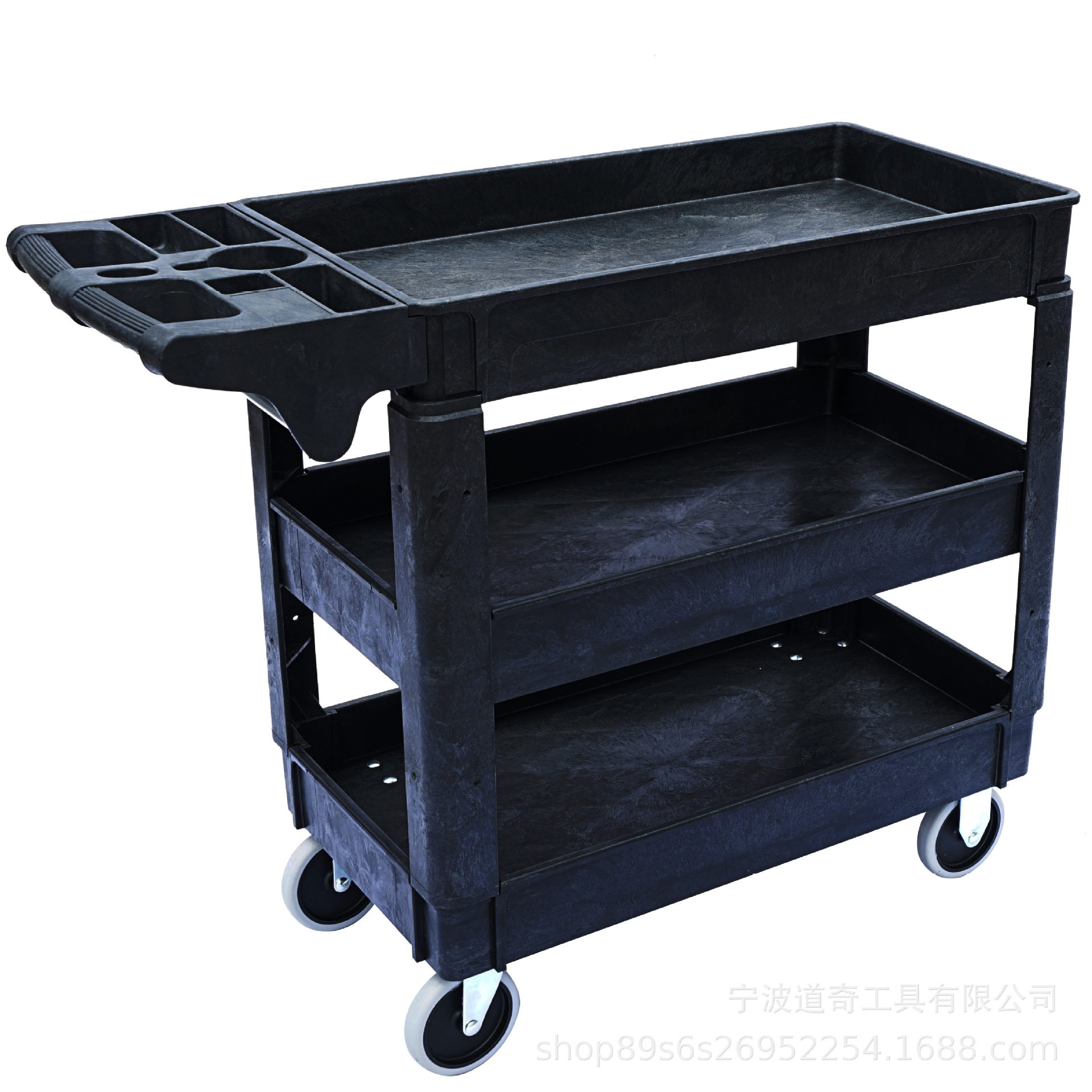 塑料手推车汽修工具车移动工作台置物架仓库物料收纳摄影搬运带轮