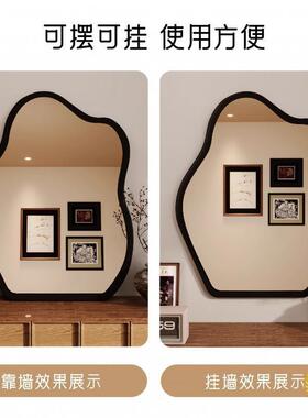 ?中壁古风用GTD化妆镜梳台镜子妆卧室家云朵装饰镜可挂台式桌面梳