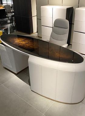 皮木PXL宾轻奢书桌椭家圆型房桌子意大利后现代别墅书家用书桌整