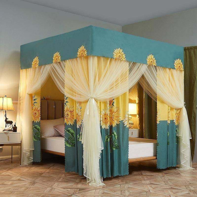 家用室防尘顶加厚床帘遮光一体式.蚊帐单双人18米床围帘1.卧5厂家