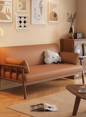 日式全实木小型客厅三人位户KAH公寓出租屋双人布艺简租房沙发用