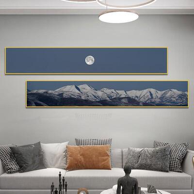 日照金山客厅业挂画长条工组卧合沙发背景风装饰画IHS日式室床头