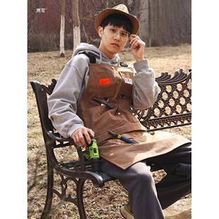 户外耐磨牛围裙男时园艺师木工匠露营野l炊工仔作尚服女印oWQXgo