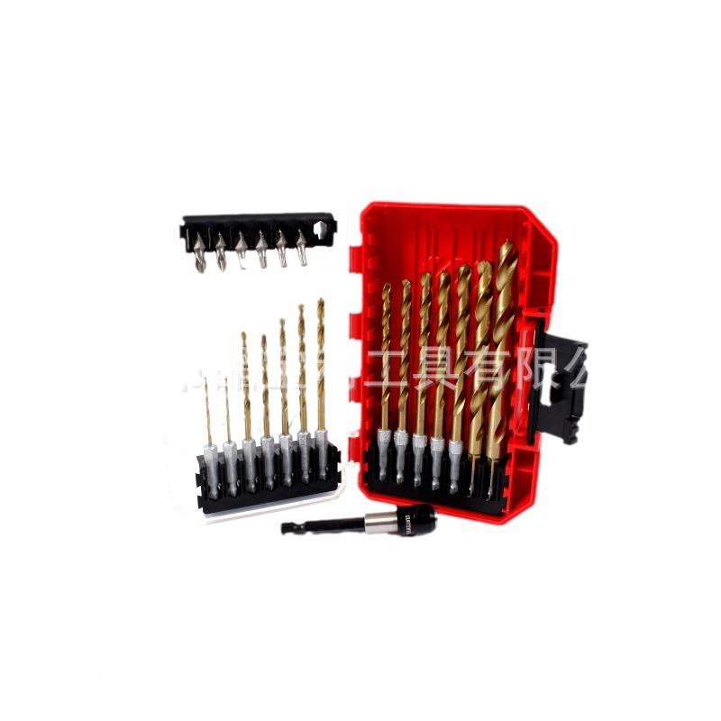 镀麻花YQH钻装4套pcs手电钻打孔工具高速1钢M2六角钛柄麻花钻X20