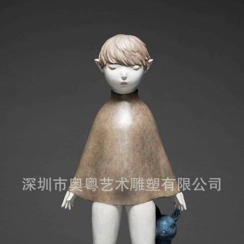 玻璃钢卡通女孩雕塑落地美陈摆件景观园林大型树脂人物厂家出售