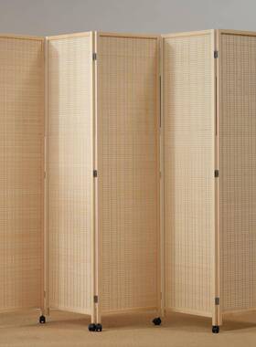 新约中式竹屏客厅房编QOZ间卧室移动折屏风简现代折叠隔断墙遮挡