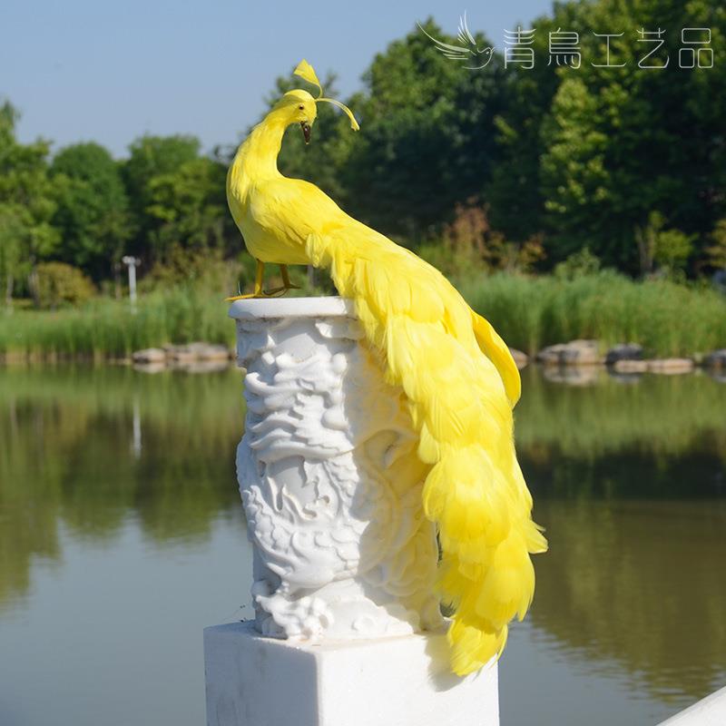 热卖窗OGH仿真饰毛孔雀家居客厅橱羽装摆件工艺品摄影道具彩色小