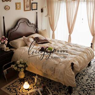 法实木床.8卧室床经宫典复古安娜公主床廷723921床高柱古典美式式