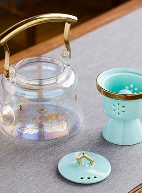 玻璃蒸汽煮茶壶茶茶具装泡茶器网红全套自炉动煮茶花壶电陶炉JPK